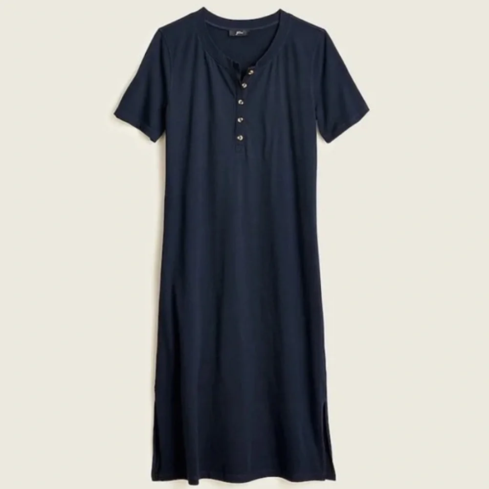 J. Crew Women’s Midi Henley Knit T-Shirt Dress Navy Blue XL J